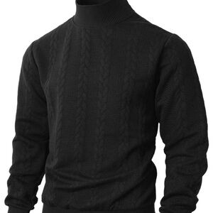 Men's Black Cable Knit Sweater